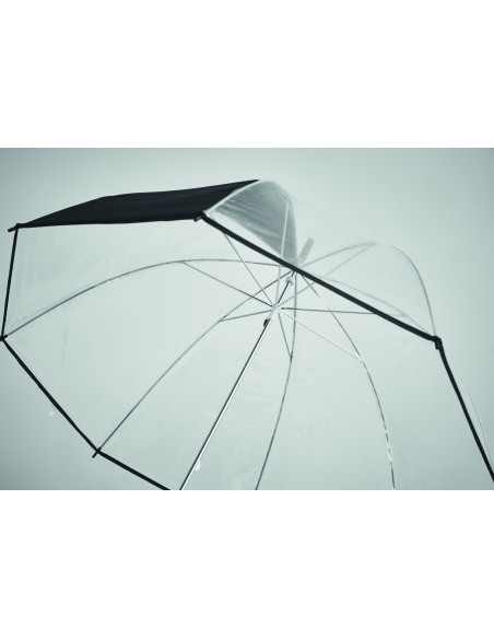 ⌀102cm/23″ ombrello trasparente con manico curvo.