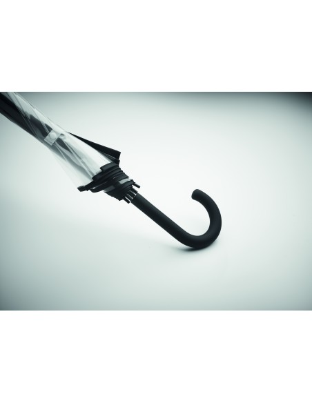 ⌀102cm/23″ ombrello trasparente con manico curvo.