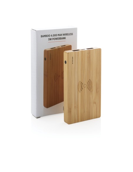 Powerbank wireless 4.000 mAh 5W in bambù