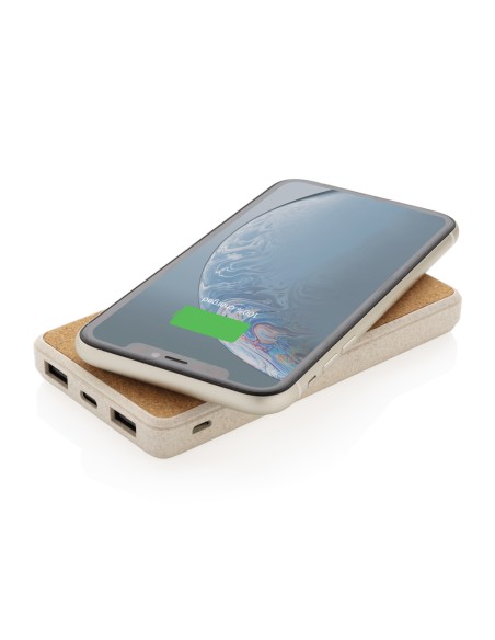Powerbank wireless 8000 mAh in sughero e grano
