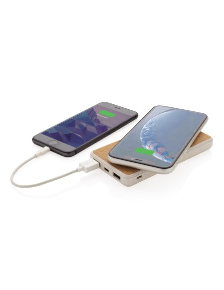 Powerbank wireless 8000 mAh in sughero e grano