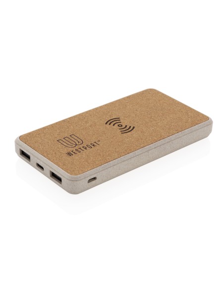 Powerbank wireless 8000 mAh in sughero e grano