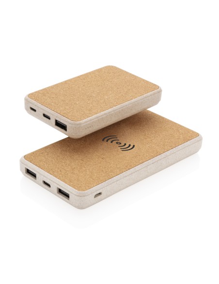 Powerbank wireless 8000 mAh in sughero e grano