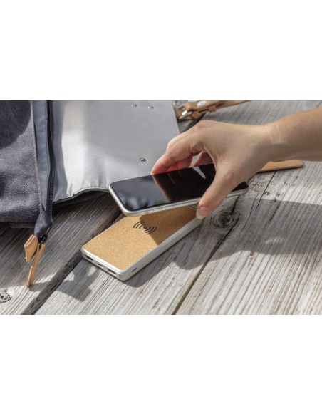 Powerbank wireless 8000 mAh in sughero e grano