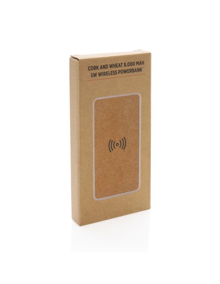 Powerbank wireless 8000 mAh in sughero e grano