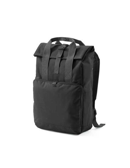 Zaino Warsaw 20L in rPET. Chiusura roll top con fibbia
