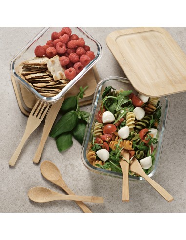 Box pranzo Van Gogh 500 in vetro borosilicato e bambù,  520ml