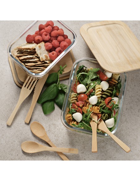 Box pranzo Van Gogh 500 in vetro borosilicato e bambù,  520ml