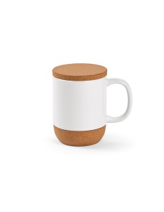 Tazza Ebro 380ml in ceramica, con coperchio e base in sughero