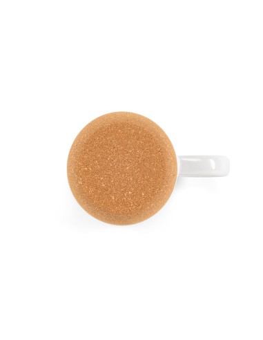 Tazza Ebro 380ml in ceramica, con coperchio e base in sughero