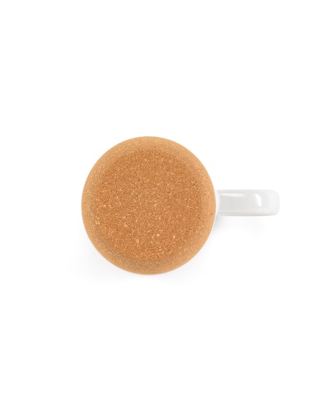 Tazza Ebro 380ml in ceramica, con coperchio e base in sughero