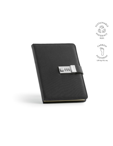 Notebook A5 Melville rPET. Chiusura metallica, 192 pagine