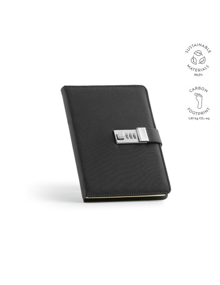 Notebook A5 Melville rPET. Chiusura metallica, 192 pagine