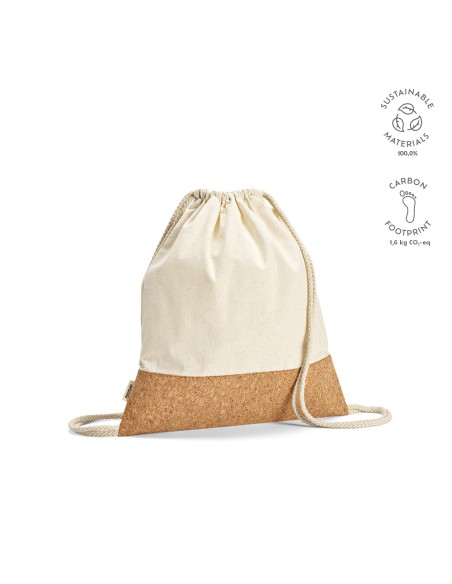 Borsa Orizaba con coulisse in cotone riciclato 180 gsm e sughero