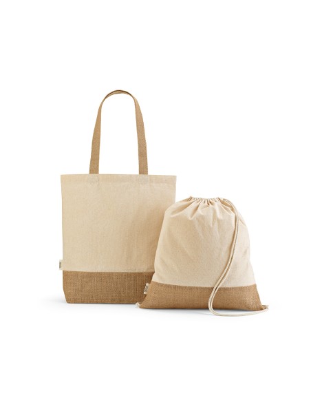 Shopper Puncak in cotone riciclato 180 gsm e juta 275 gsm