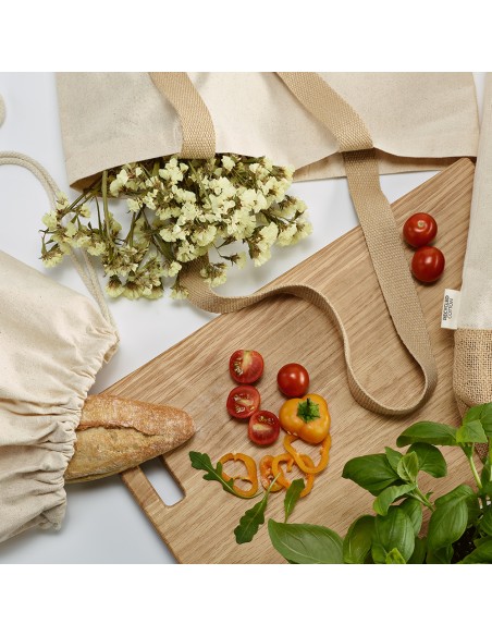 Shopper Mauna Kea in cotone riciclato 220 gsm e juta 275 gsm