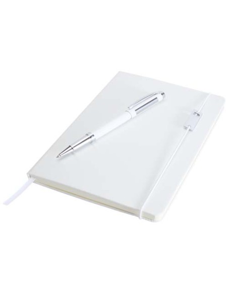 Set con blocco note formato A5 con copertina rigida e penna roller Legato Elegance