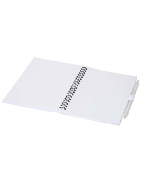 Set di blocco note con copertina morbida in plastica riciclata e penna a sfera (inchiostro blu) Niove