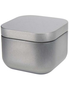 Candela in scatola di latta quadrata all'aroma di vaniglia Tindra