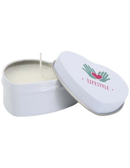 Candela in scatola di latta a forma di cuore all'aroma di vaniglia Blissful