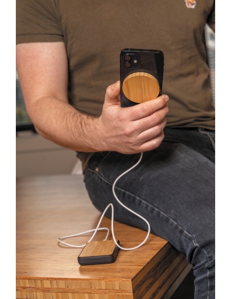 Ricaricatore wireless magnetico 10W in bambù