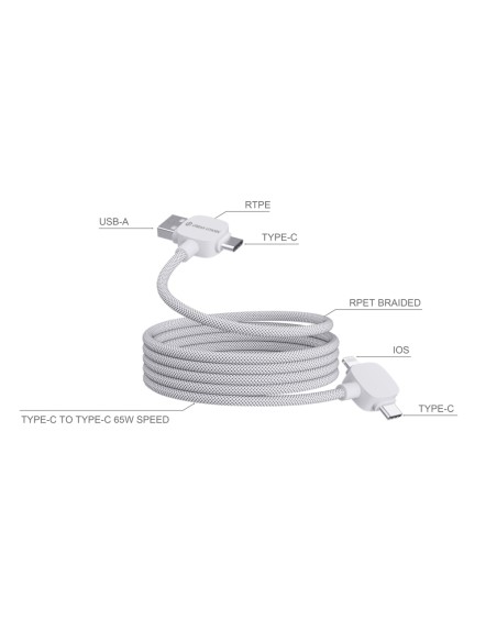 Cavo magnetico 65W Urban Vitamin Stockton in RCS TPE/PET