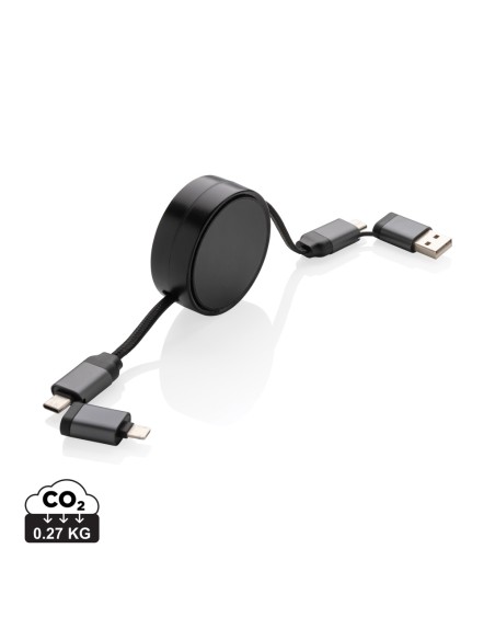 Cavo retrattile 6in1 45W in alluminio riciclato Terra RCS