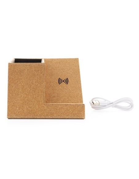 Porta penne in sughero e caricatore wireless 5W