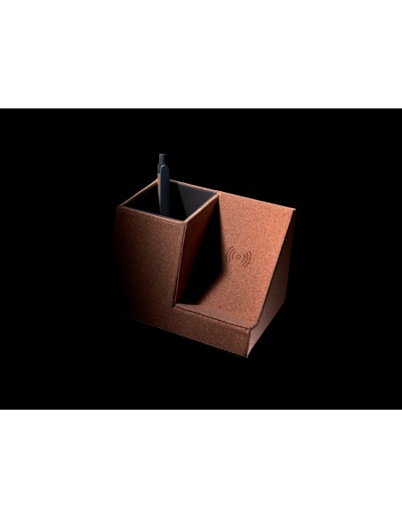 Porta penne in sughero e caricatore wireless 5W