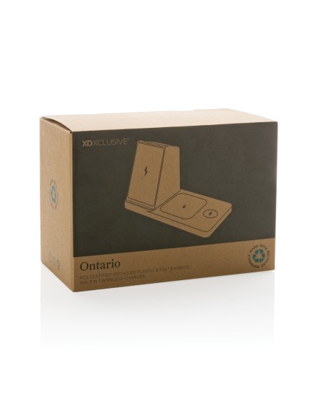 Caricatore wireless 3 in 1 Ontario in plastica riciclata RCS