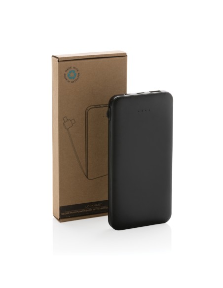 Powerbank Lockhart RCS in plastica riciclata 10.000 con cavi