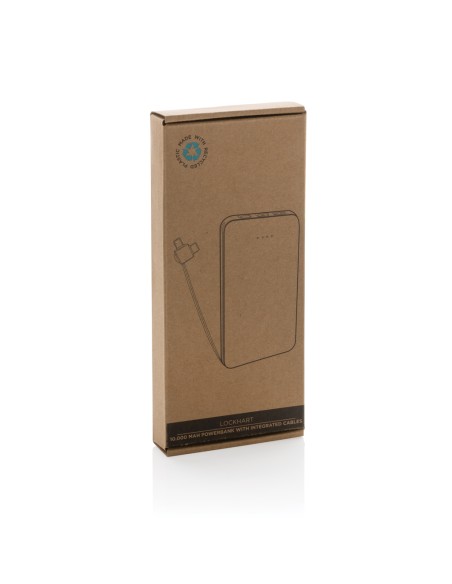 Powerbank Lockhart RCS in plastica riciclata 10.000 con cavi