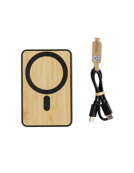 Powerbank magnetica da 5.000 mah 5W Zen in bambù e rPlastica