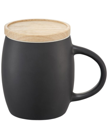 Tazza in ceramica Heart con coperchio in legno da 400 ml