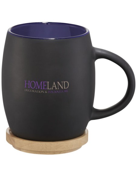 Tazza in ceramica Heart con coperchio in legno da 400 ml
