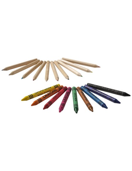 Set di matite e pastelli a cera colorati da 19 pezzi Lucky