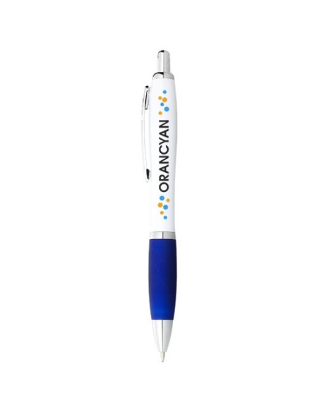 Penna a sfera con fusto bianco e impugnatura colorata Nash (inchiostro blu)