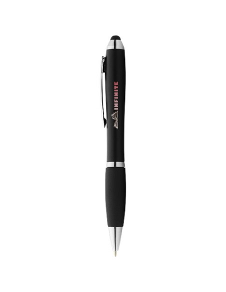 Penna a sfera colorata con stylus e impugnatura nera Nash (inchiostro blu)