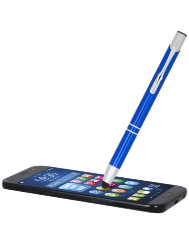 Penna a sfera metallica con stylus Moneta (inchiostro blu)