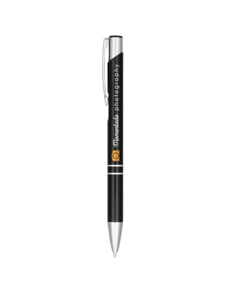 Penna a sfera a scatto Moneta in alluminio anodizzato (inchiostro nero)