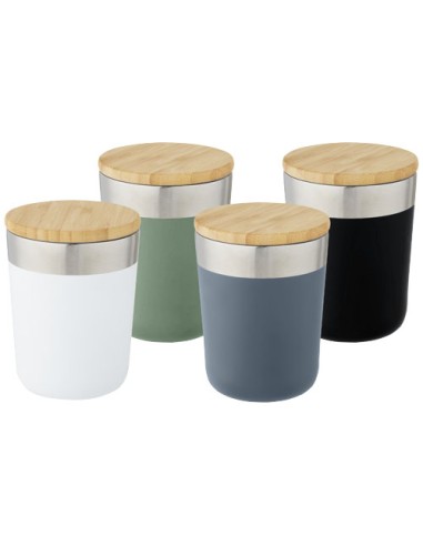 Bicchiere termico in acciaio inossidabile con isolamento sottovuoto in rame e coperchio in bambù da 330 ml Lagan