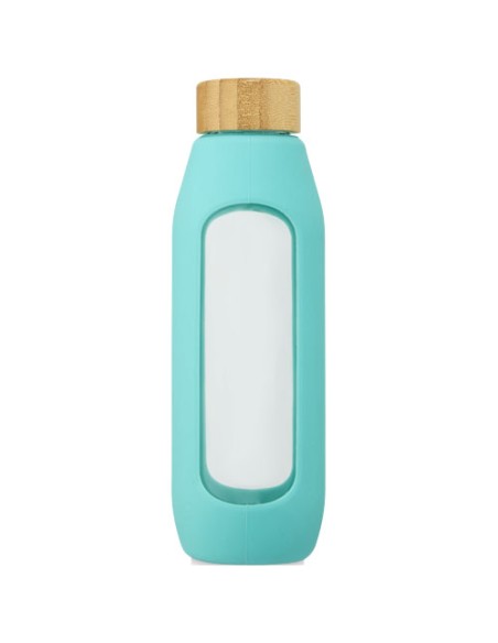 Borraccia in vetro borosilicato da 600 ml con impugnatura in silicone Tidan