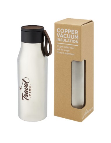 Borraccia in acciaio inossidabile da 500 ml con isolamento sottovuoto in rame, coperchio e cinturino in finta pelle Ljungan