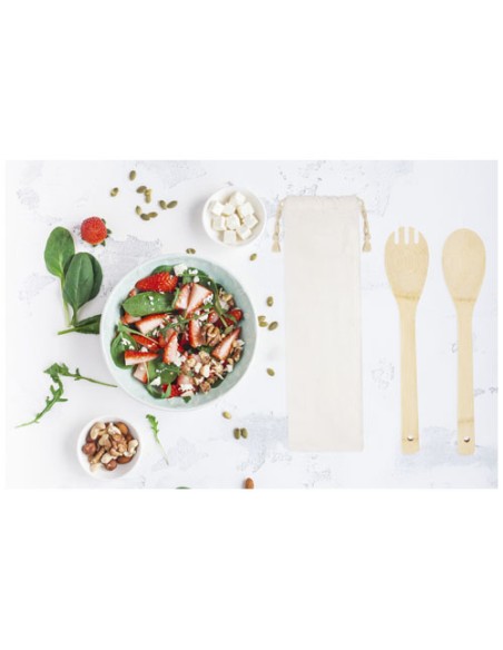 Cucchiaio e forchetta Endiv in bambù per insalata