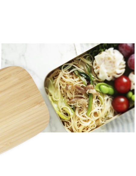 Contenitore per pranzo Tite in acciaio inossidabile con coperchio in bambù da 700 ml