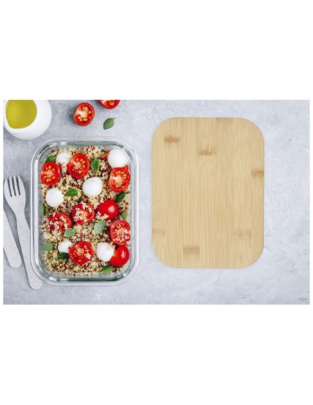 Contenitore per pranzo Roby di vetro con coperchio in bambù da 1000 ml
