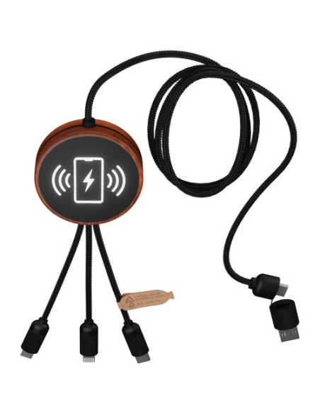 Cavo di ricarica 5 in 1 in rPET riciclato con logo luminoso e stazione di ricarica da 10 W SCX.design C40 Cavo di ricarica 5 in 1 in rPET riciclato con logo luminoso e stazione di ricarica da 10 W SCX.design C40