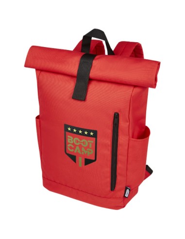 Zaino con chiusura arrotolabile per portatile da 15,6" in PET riciclato certificato GRS Byron 18L