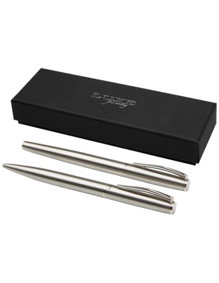 Set con penna a sfera e penna roller in acciaio inossidabile riciclato Didimis (inchiostro nero)
