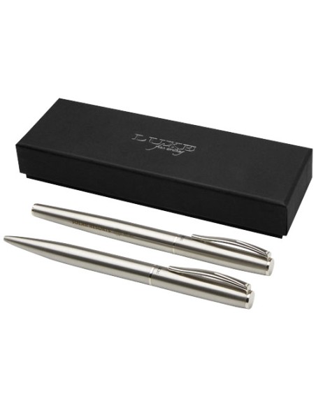 Set con penna a sfera e penna roller in acciaio inossidabile riciclato Didimis (inchiostro nero)